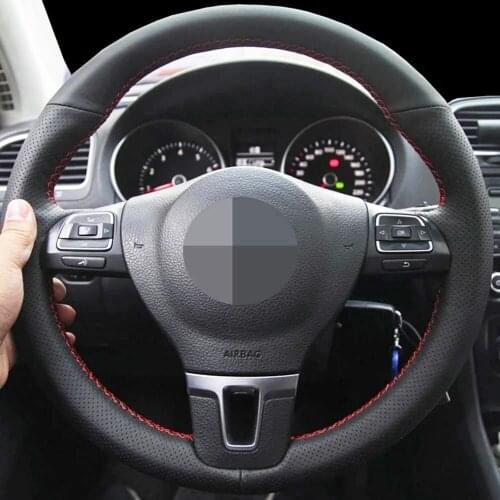 DIY Artificial Leather Black Car Steering Wheel Cover For Volkswagen VW Tiguan Sagitar Golf 4 Passat B5 Seat Leon Polo 1999-2009