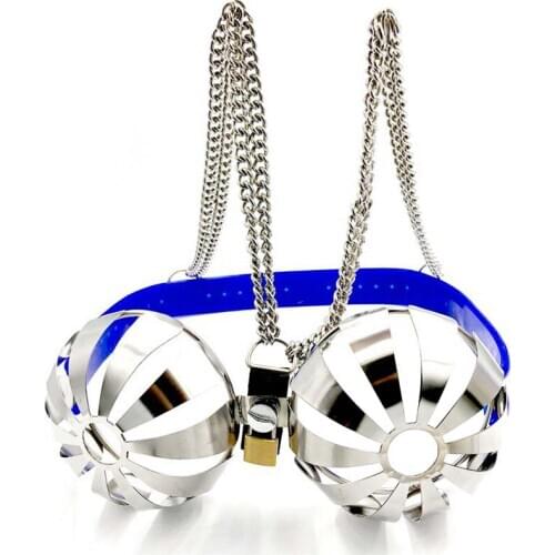 Hollow Sexy Bra Stainless Steel Lingerie Bondage Strap Metal Chain Open Nipple Bra BDSM Fetish Sex Toys For Women Sex Toys