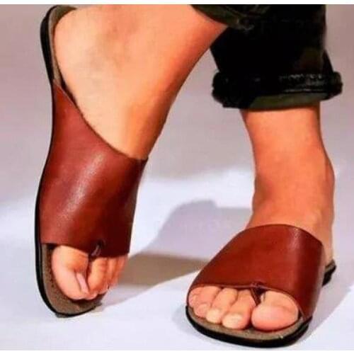 Womens Slippers Ladies Casual Flip Flop Slip On Leather Slippers Slides Flat Shoes Ladies Summer Beach Shoes