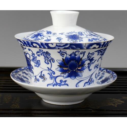 Blue and white porcelain teacup dilicate large tea set ceramic cup traditional classical china style
