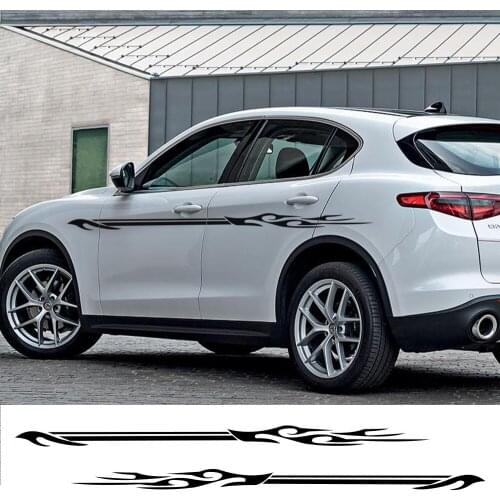 2pcs 240cmx12cm Stylish Long Stripe Car Stickers Auto Vinyl Side Body Decals Car Racing Sports Stickers Car Tuning Accessories