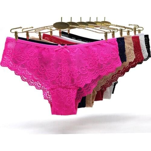 12 Pieces Fashion Women Panties Ladies Lace Sexy Briefs Underwear Female See Through Lingerie Pantys Underpants Multicolor M-XXL