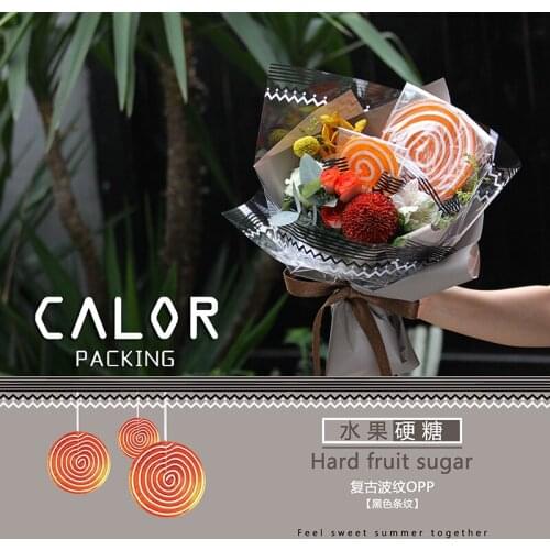 20pcs/lot Fruit Candy Opp Bag Bouquet Packaging Material Wave Transparent Paper Waterproof Flower Wrapping Paper