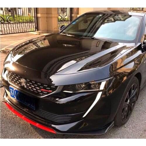 High Quality ABS PAINT CARBON FIBER FRONT BUMPER SPOILER LIP SPLITTERS WIND KNFE COVER For Peugeot 508 2019 2020 2021