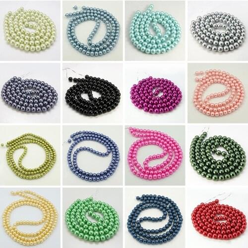 Pearl Beads 140pcs/strand White Glass Imitation Round Loose Beads For Jewelry Necklace Making 6mm Hole 1mm Drop Shipping