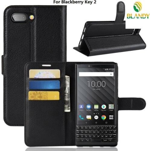 10pcs/lot For Blackberry Key 2 Lychee Wallet Leather Case Stand With Card Holder For Blackberry Leap