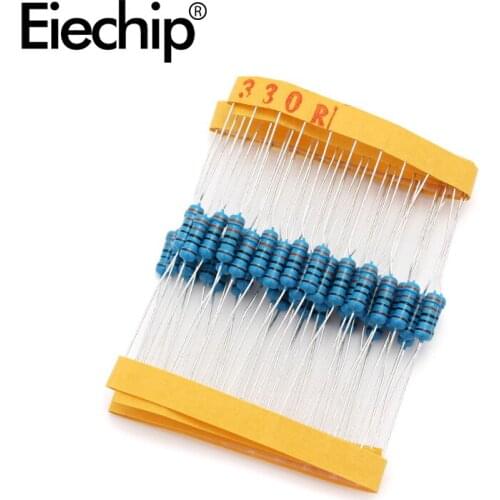 100pcs/lot 0.5W 1 ohm 1% Metal film resistor 1/2W resistance 330R Electronic resistors