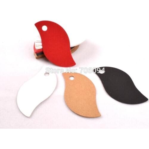 1000PCS 3*5CM Leaf shape Blank DIY Kraft Hang tag For gifts Party Cake Accessories swing tag custom logo tag need extra cost