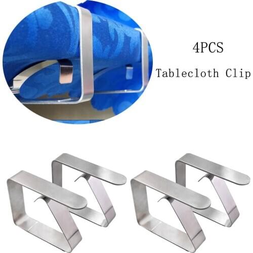 4 Packs Tablecloth Clips, Stainless Steel Tablecloth Clamps for Home, Kitchen, Restaurant, Weeding, Picnic, Patio and Party
