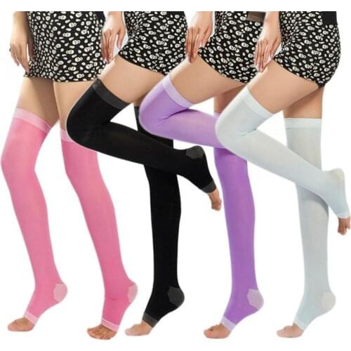 480D Elastic Women Beauty Leg Slimming Open Toe Compression Long Knee Socks Long Knee Socks