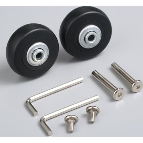 8pcs/2kits Suitcase Replacement Wheels 50x18mm Travel Luggage Wheel OD 6mm Rubber Steel Axles+screws+Wrenches Repair Part Tool