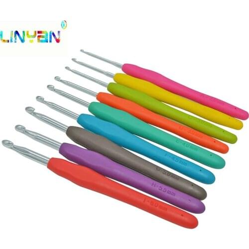 2014 New 9PCs Mixed Metal Hook Crochet Template Kit TPR Aluminum Knitting Needles For Loom Tool Band DIY Crafts t49