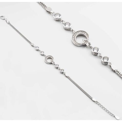 925 Sterling Silver Bracelet with Moon and Star Model