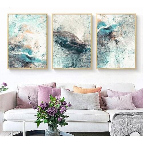 Marble Texture Abstract Poster Gold Blue Wall Art Print Modern Style Canvas Ink Painting Nordic Decorative Picture Home Decor