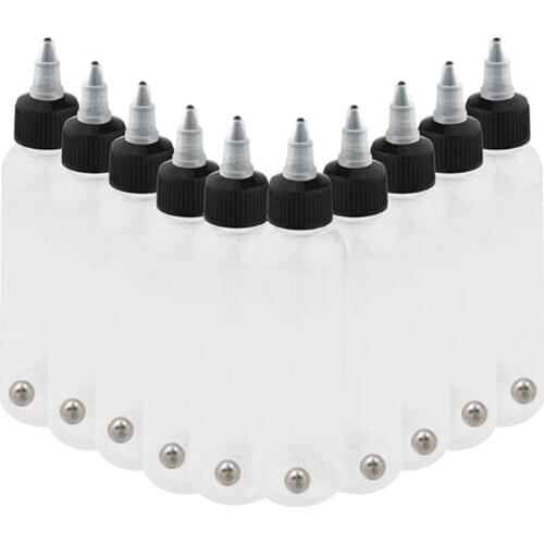 10x 30/50/60/120/250ml Tattoo Airbrush Ink Dispensing Boston Bottles Plastic Container Bottles with Twist Top Cap Airbrushing