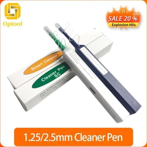 Free shipping FTTH Optical Fiber Pen Tool 2.5mm LC MU 1.25mm SC FC ST Connector Optic Smart Cleaner pen