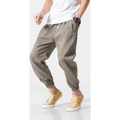 Brand Casual Harem Pants Men Jogger Pants Men Fitness Trousers Male Chinese Traditional Harajuku Summer Clothe Cotton Linen Hare