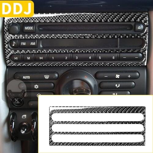 For Mini Cooper S One Hatch R50 R53 2005 2006 Car CD Radio Control Media Button Panel Cover Sticker Carbon Fiber Accessories