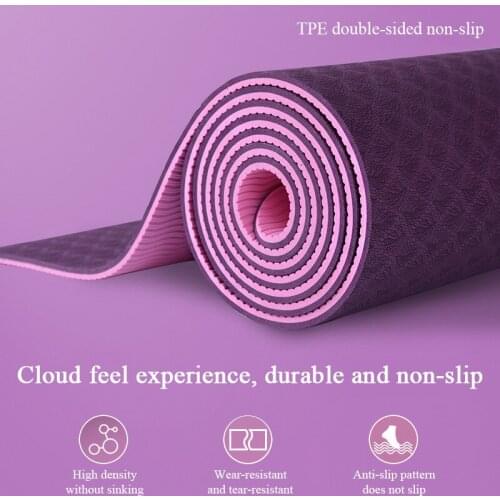 Two-Color TPE Yoga Mat 6mm Yoga Mat Non-Slip Fitness Mat Female Sports Mat Yoga Mat
