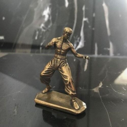 Bruce Lee Bat Muscle Figure Ornaments Classic Arts Bronze Full Body Collectible Model Small Toy