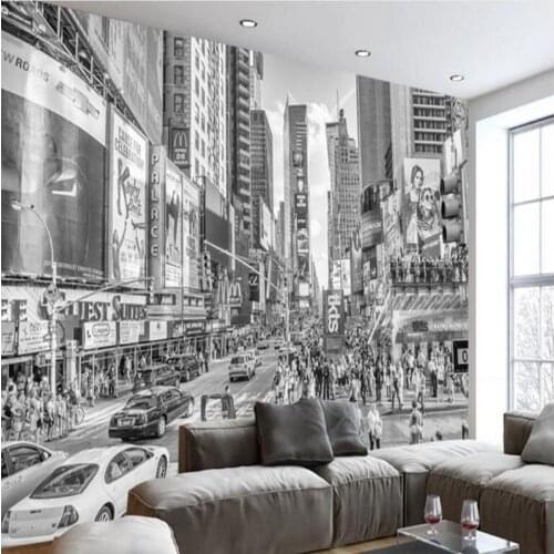 Wellyu Custom murals European retro streets of New York street black and white landscape murals wall wallpaper wallpaper