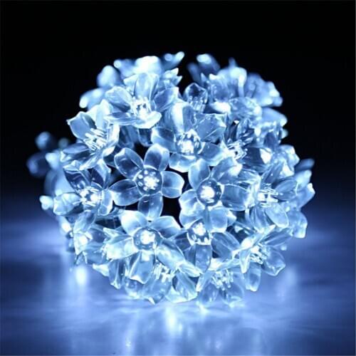 20/30/50/60LED Cherry Blossoms Peach Flower Solar String Fairy Christmas Light Outdoor 8 Modes Decorate Garden Party Wedding