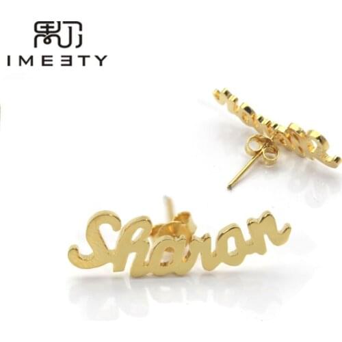 IMEETY custom stud earrings jewelry name pendant earrings cursive nameplate earring personalized stud earrings with any name