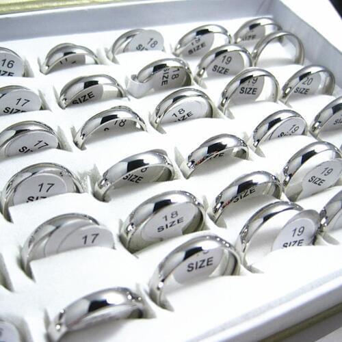 Wholesale 10pcs silver color ring simple 4MM original STAINLESS STEEL mens womens couple wedding engagement Jewelry for gift