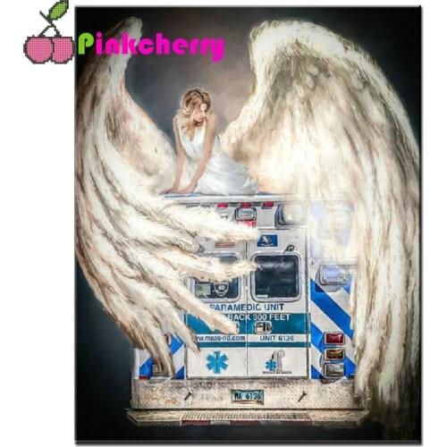 Round Diamond Painting Angel And Ambulance Diamond Mosaic Diamond Embroidery Rhinestones Pictures Craft Kit k1045