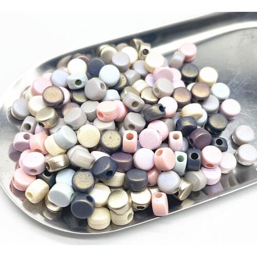 50pcs 8x5mm AB Colour Round Flat Charms Acrylic Beads Loose Spacer Beads for Jewelry Makeing DIY Handmade Bracelet Accessories J