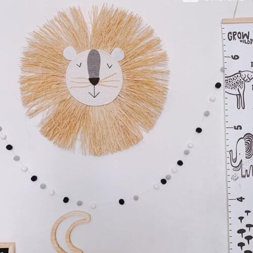 Cartoon Lion Hanging Decorations Cotton Thread Weaving Animal Head Wall Ornament U7EE