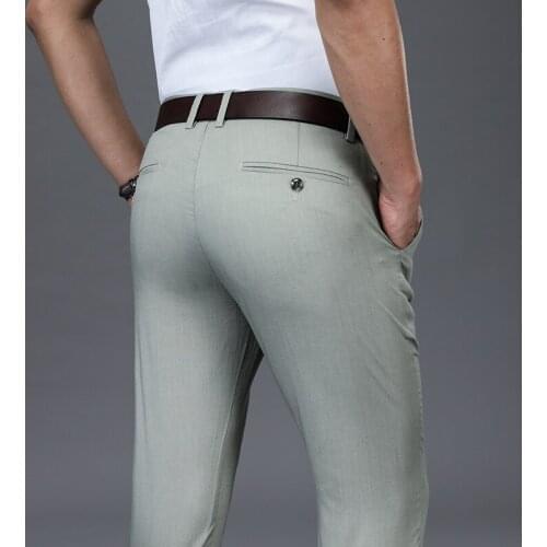 Mens Commuter Pant Slim, Comfortable, Breathable, FlexKnit Stretch, Straight-Leg Flat Front 2021 Summer Smart Casual Trousers