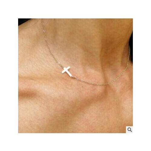 Na136 1pcs New fashion sideways Cross Necklaces Clavicle necklace 2020 hot sale Female charm jewelry
