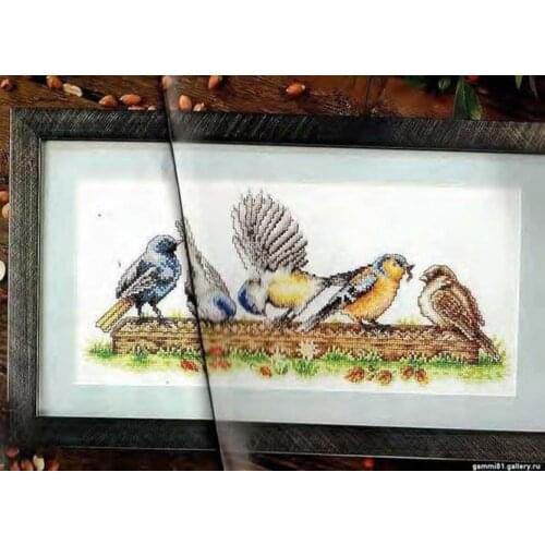 Cross stitch Handmade 14CT Counted Canvas DIY,Cross-stitch kits,Embroidery A row of birds 42-25
