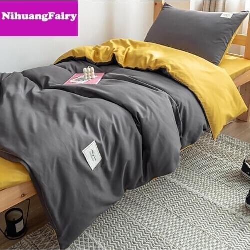Nordic washed cotton three-piece set student single bed four-piece set single duvet cover student dormitory three-piece bedding