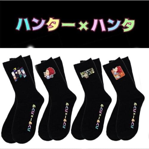 Anime Hunter X Hunter Black Sock Cartoon Killua Zoldyck Hisoka Long Knee-high Warm Stitching Pattern Antiskid Casual Sock