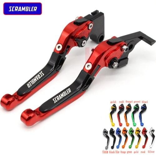 New Laser Logo For Ducati Scrambler Cafe Racer 2017 CNC Folding Extendable Motorcycle Brake Clutch Levers