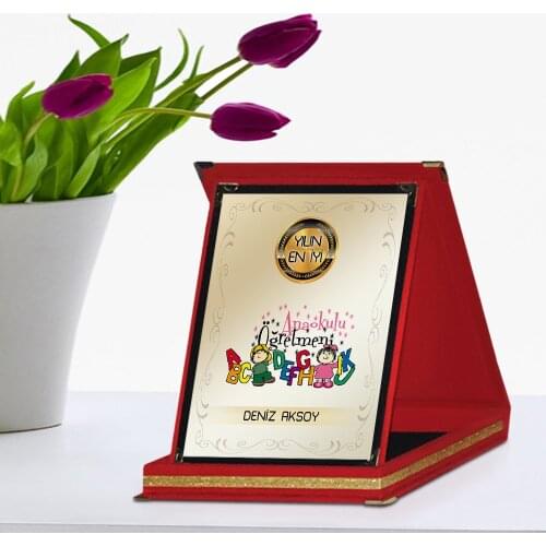 Personalized The Year 'S Best Kindergarten Teacher Red Plaque Award-4