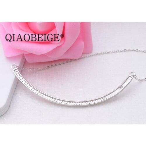 QIAOBEIGE Fashion 100% 925 sterling silver zircon pendant chain bohemian Charm silver necklace W oman party jewelry Wholesale
