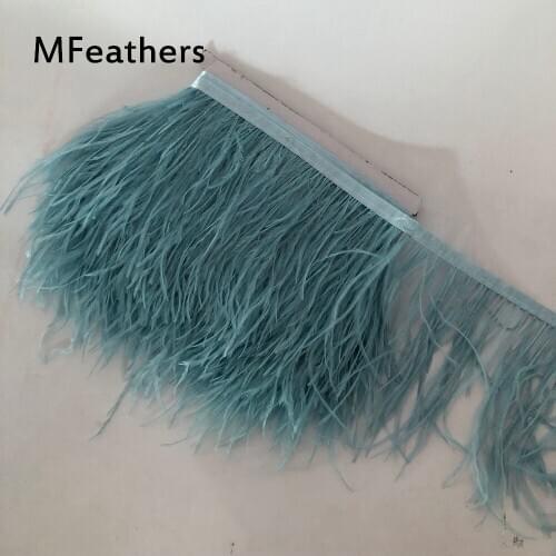 43 colors avaibale 5M 10M Ostrich feather trims sky blue Dyed fluffy Feather lace ribbons for cloth sewing wedding decorations