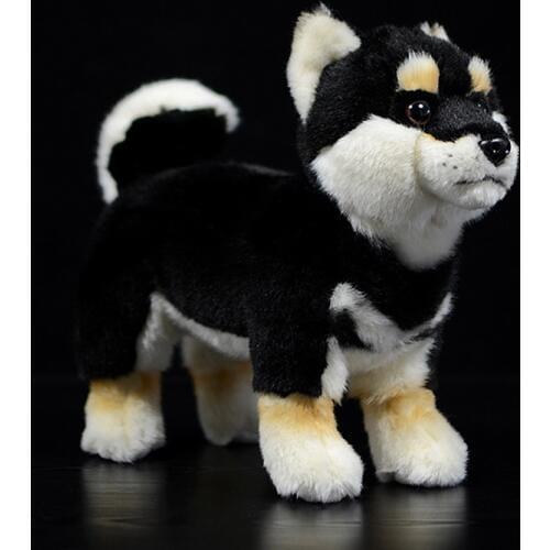 Real Life Standing Black Japanese Shiba Inu Plush Toys Soft Lifelike Dog Stuffed Animal Toy Kid Toys Christmas Gifts