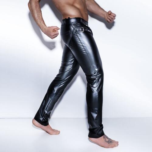 Plus Size Men Sexy Wetlook Faux Leather Lingerie Exotic Pants PU leggins Latex Catsuit PVC Clubwear costume gay fetish trousers