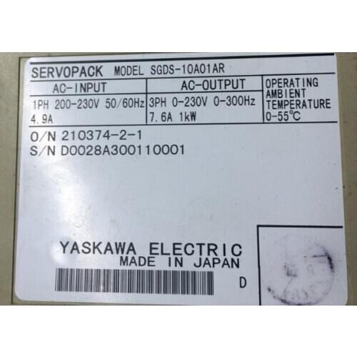 Servo driver SGDS-10A01AR , Used one , 90% appearance new , 3 months warranty , in stock