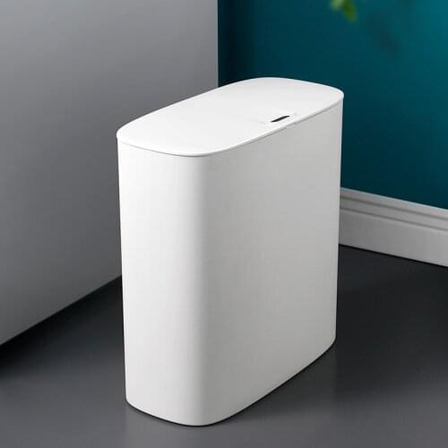 Nordic White Waste Bin Plastic Automatic Kitchen Waterproof Smart Bathroom Waste Bin Office Cubo Basura Household Products 50