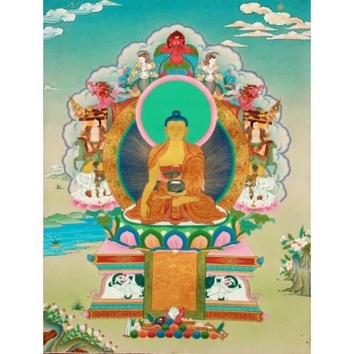 Tibetan Buddhist Shakyamuni Buddha ART SILK POSTER Decorative Wall painting 24x36inch