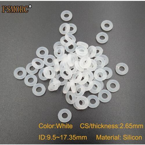 White and red silicon o-rings ID 9.5 10 10.6 11.2 11.8 12.5 13.2 14 15 16 17 17.35mm*2.65mm Thickness Food Grade Seals no poison