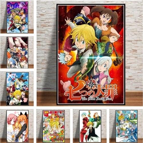 Japanese Animethe Seven Deadly Sins Poster Living Room Wall Decor Home Decor Modern Canvas Painting Cute Cartoon Art Decor Frame
