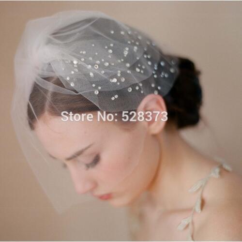 YNQNFS V21 Hair Decoration Facial Short Wedding Veil Birdcage Blusher Veil Short Bridal Crystal Veil Vintage Real 2018