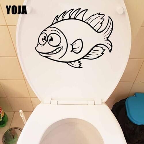 YOJA 24.2X18.4CM Wall Decal Cartoon Aquarium Fish Kids Room Home Decoration Toilet Sticker T5-0344