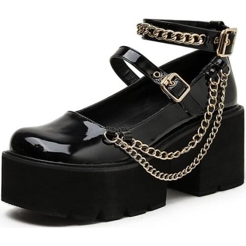 Womens Pump Gothic Shoes Ankle Strap High Chunky Heels Platform Punk Creepers Shoes Female Fashion Demonia shoes Platform pumps